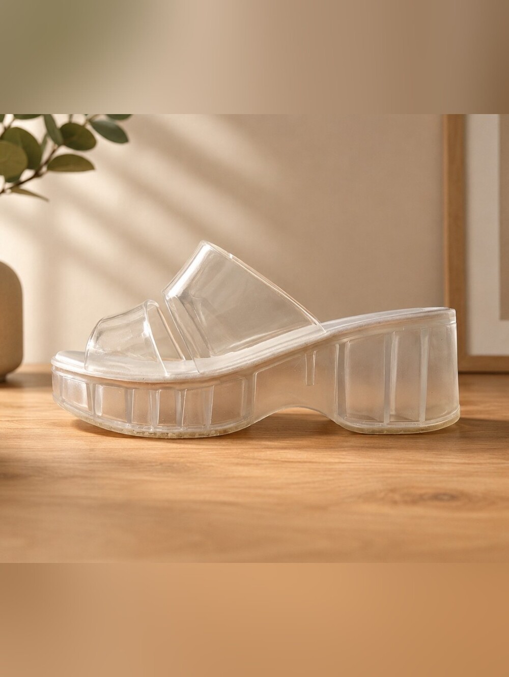 ASOS Transparent Platform Slide Sandals - Clear